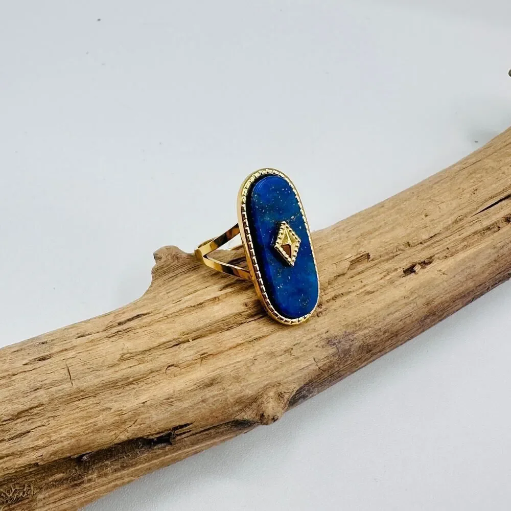 Lapis Lazuli Adjustable Gold Statement Ring